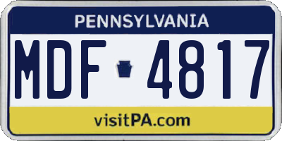 PA license plate MDF4817