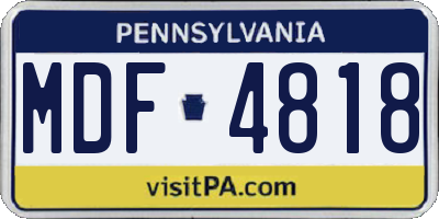 PA license plate MDF4818