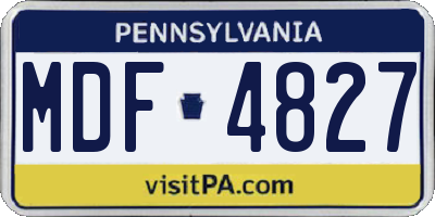 PA license plate MDF4827