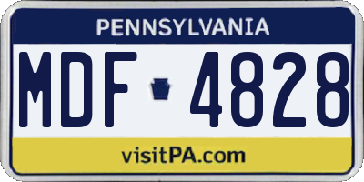 PA license plate MDF4828