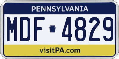 PA license plate MDF4829