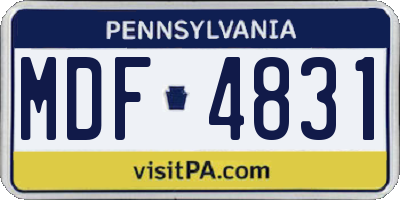 PA license plate MDF4831
