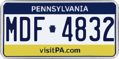 PA license plate MDF4832