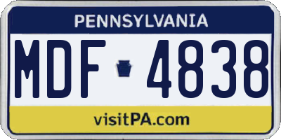 PA license plate MDF4838