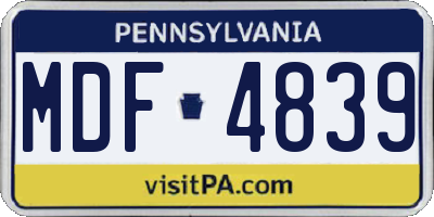 PA license plate MDF4839