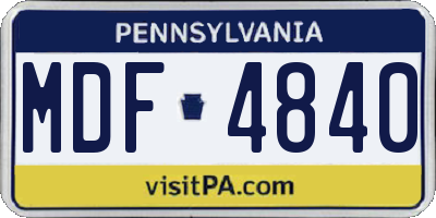PA license plate MDF4840