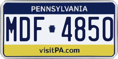 PA license plate MDF4850