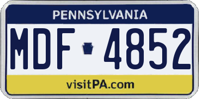 PA license plate MDF4852