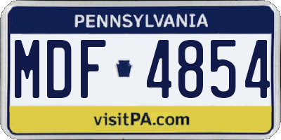 PA license plate MDF4854