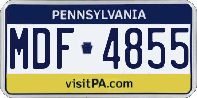 PA license plate MDF4855