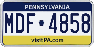 PA license plate MDF4858
