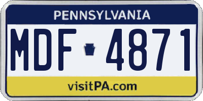 PA license plate MDF4871