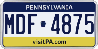 PA license plate MDF4875