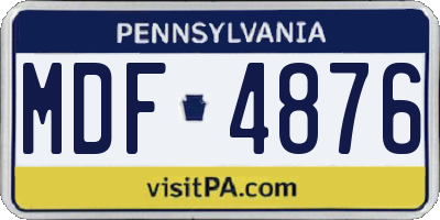 PA license plate MDF4876