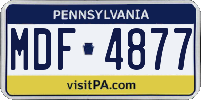 PA license plate MDF4877