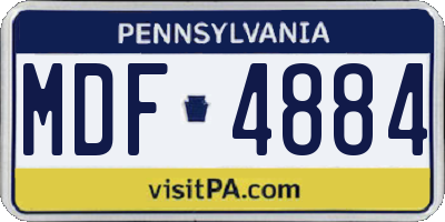 PA license plate MDF4884