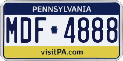 PA license plate MDF4888