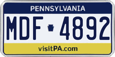 PA license plate MDF4892
