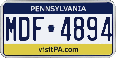 PA license plate MDF4894