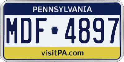 PA license plate MDF4897
