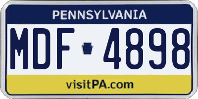 PA license plate MDF4898