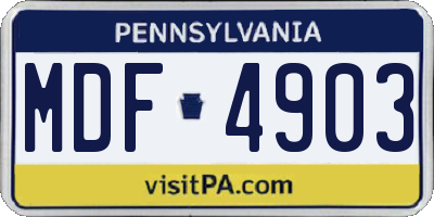 PA license plate MDF4903
