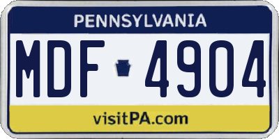 PA license plate MDF4904