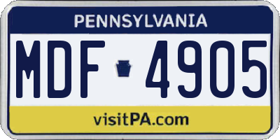 PA license plate MDF4905