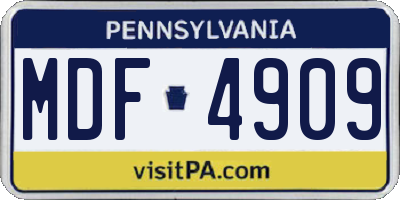 PA license plate MDF4909