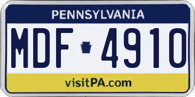 PA license plate MDF4910