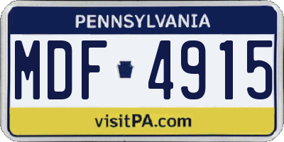 PA license plate MDF4915