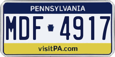 PA license plate MDF4917