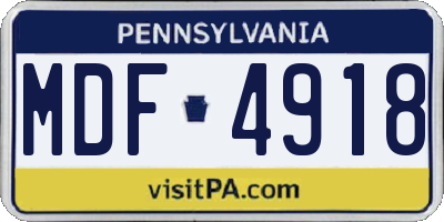 PA license plate MDF4918