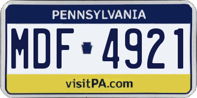 PA license plate MDF4921