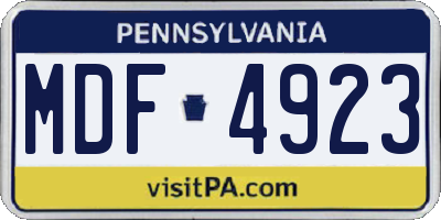 PA license plate MDF4923