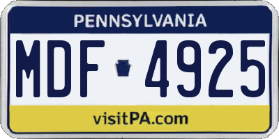 PA license plate MDF4925