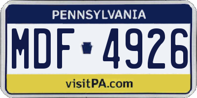 PA license plate MDF4926