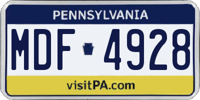 PA license plate MDF4928