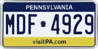 PA license plate MDF4929