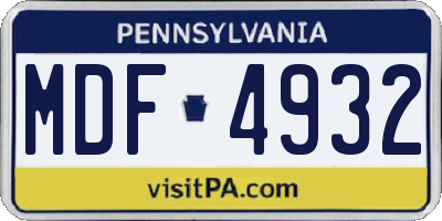 PA license plate MDF4932