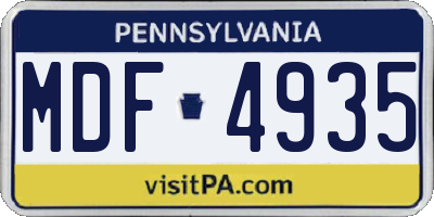 PA license plate MDF4935