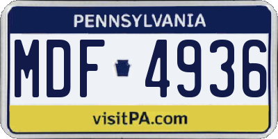 PA license plate MDF4936
