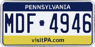 PA license plate MDF4946