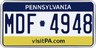 PA license plate MDF4948