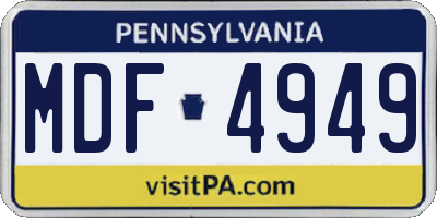 PA license plate MDF4949