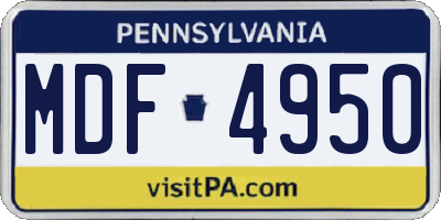 PA license plate MDF4950