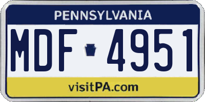 PA license plate MDF4951