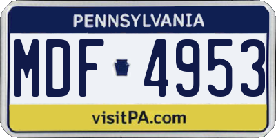 PA license plate MDF4953