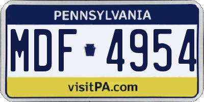 PA license plate MDF4954