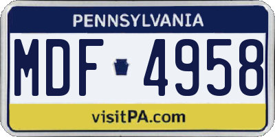 PA license plate MDF4958